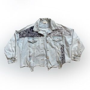 Reworked bandana patch denim jacket
